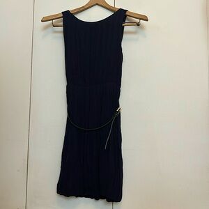 Navy blue crinkle dress with belt size 0